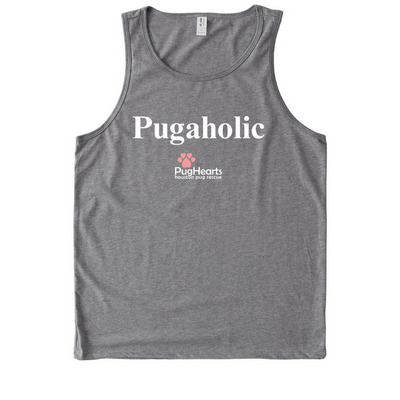 PugHearts Pugaholic, a Aluminum Grey Allmade Eco Triblend Tank
