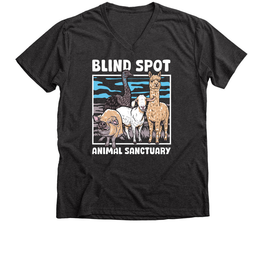 Blind Spot Animal Sanctuary 2026, a Dark Grey Heather Premium V-Neck Tee
