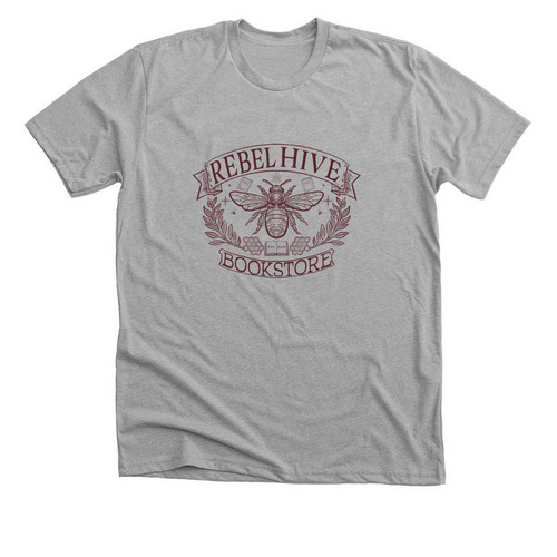 Rebel Hive Bookstore - Maroon Logo, a Athletic Heather Premium Unisex Tee