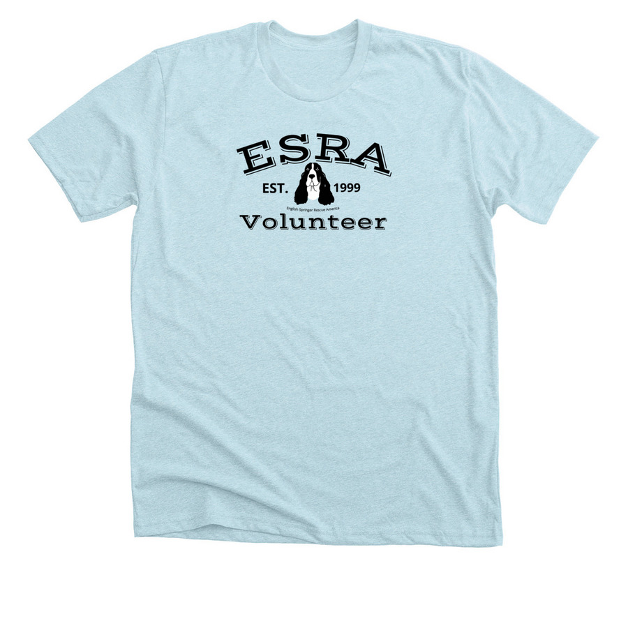 ESRA Volunteer - (black text), a Heather Ice Blue Premium Unisex Tee