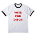 "Vote for Ditch" Ringer Tee, a White/ Jet Black Cotton Ringer Tee