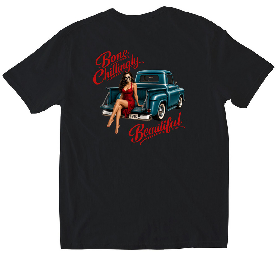 Bone Chillingly Beautiful, a Black Softstyle Cotton Tee (back-view)