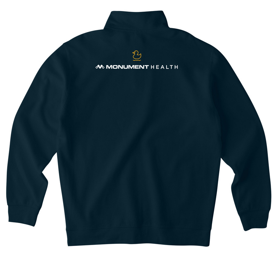 RN- Quarter Zip, a Classic Navy Midweight Quarter Zip Pullover (back-view)