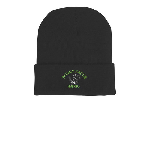 BE MUSIC WINTER HATS, a Black Printed Cuffed Beanie