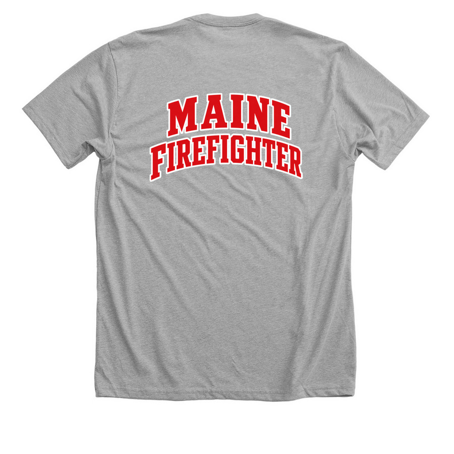 Maine Firefighter, a Athletic Heather Premium Unisex Tee (back-view)