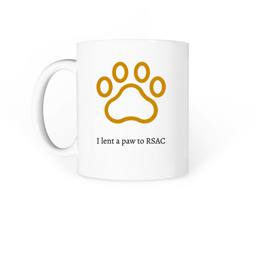 Rescued is my favorite, so I lent a Paw!, a White Coffee Mug (back-view)