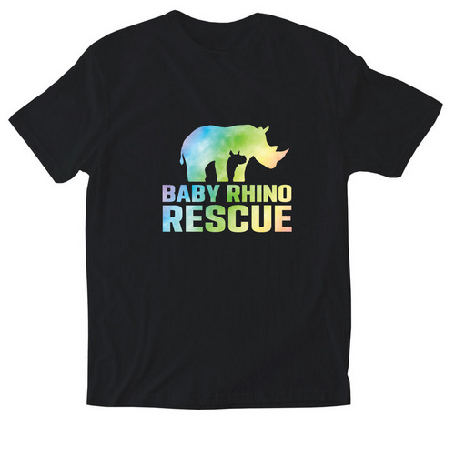 Tie Dye Rhino, a Black Softstyle Cotton Tee
