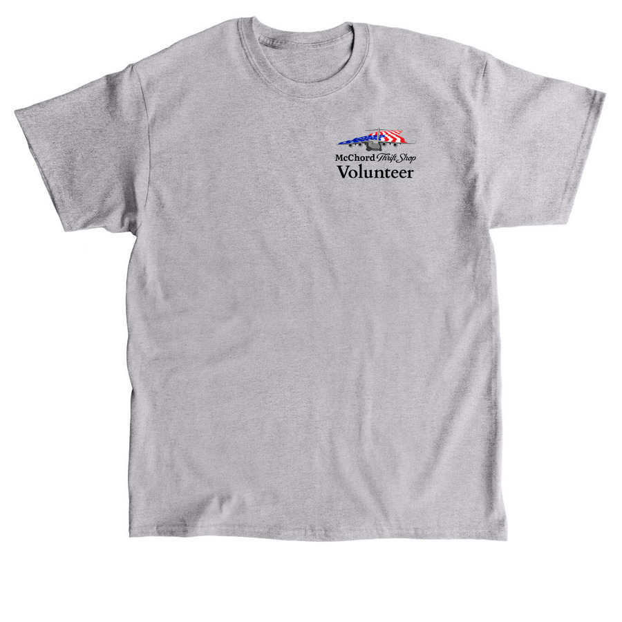 Short Sleeve Volunteer Shirt - Black text, a Sport Grey Classic Unisex Tee