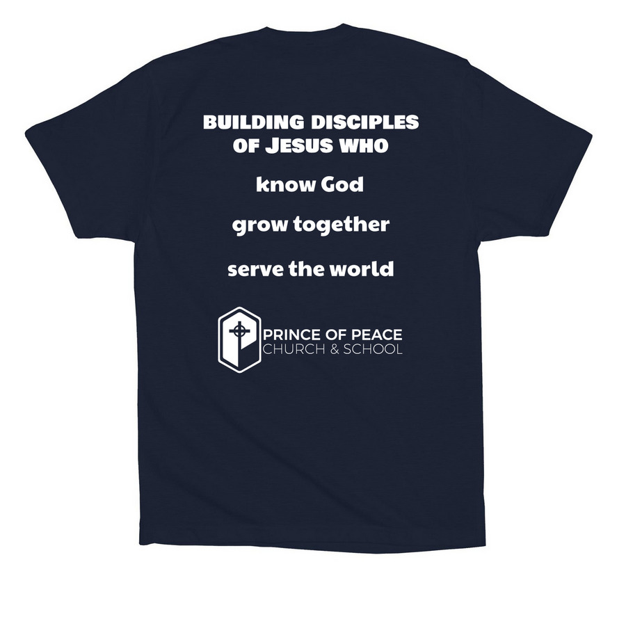 Prince of Peace Apparel, a Navy Premium Cotton Tee (back-view)