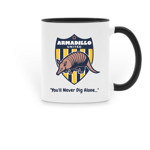 ARMADILLO UNITED COFFEE MUG, a Black Two-Tone Ceramic Mug
