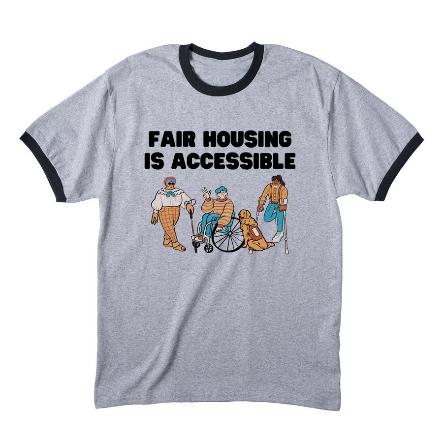Fair Housing is Accessible, a Athletic Heather/ Jet Black Cotton Ringer Tee