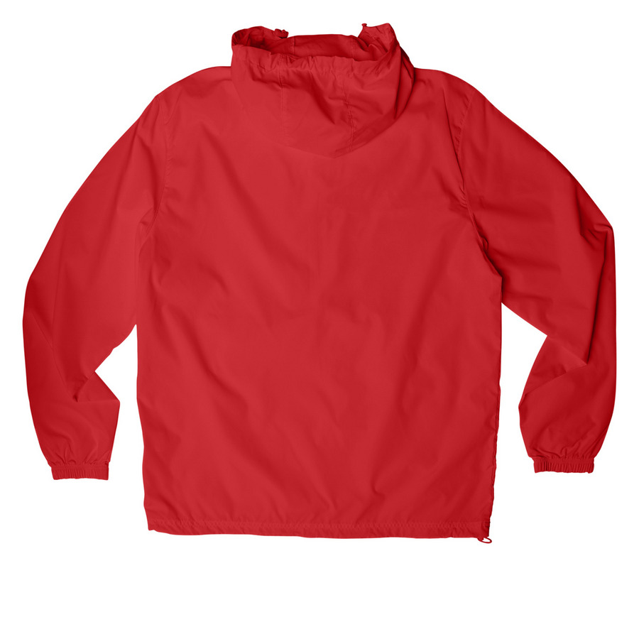 Packable Anorak, a True Red Packable Anorak (back-view)