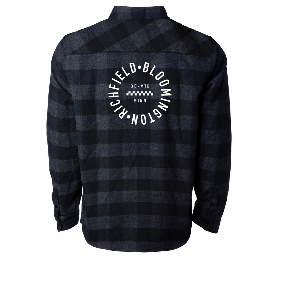 cozy spirit, a Charcoal Heather/ Black Unisex Flannel Shirt (back-view)