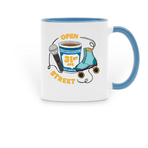 31st Ave Open Street Mug, a Light Blue Two-Tone Ceramic Mug