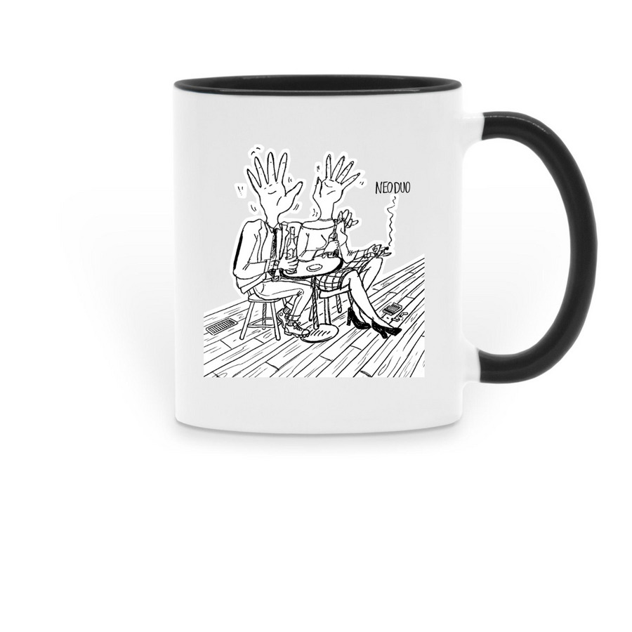 Getting Handsy Mug, a Black Two-Tone Ceramic Mug