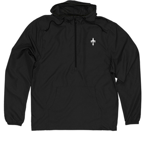 Roger Reaper, a Black Quarter-Zip Windbreaker