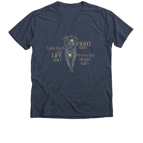 ENDO Fight, a Heather Navy Premium V-Neck Tee