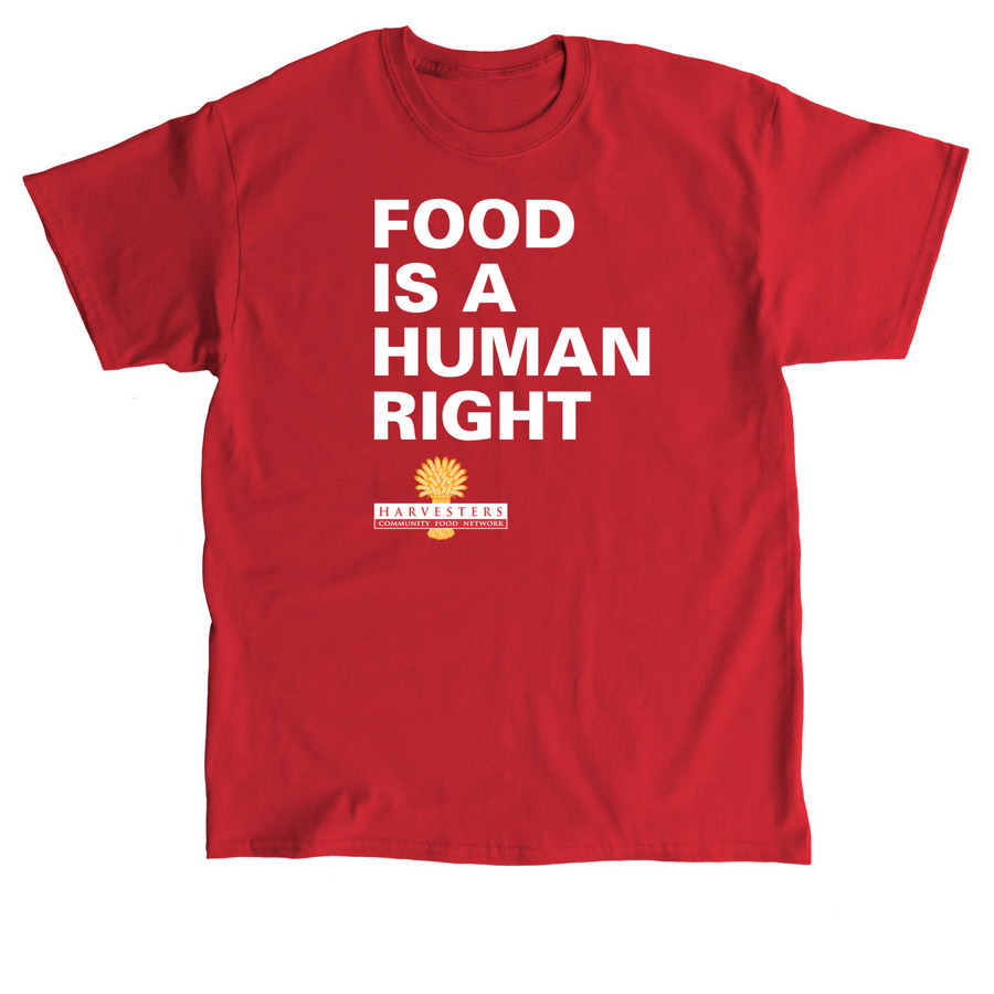 Food is a Human Right Shirts: White Text, a Red Classic Unisex Tee