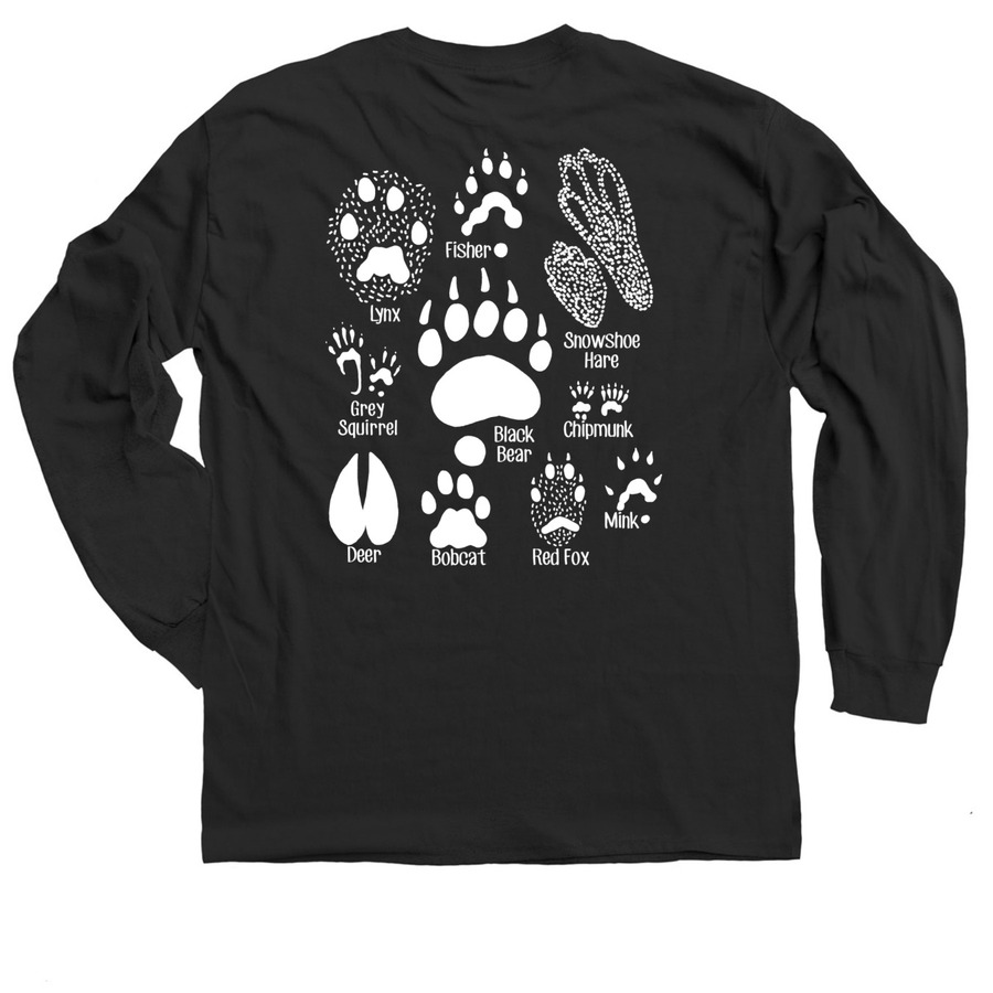 Tracking Shirt - White Tracks, a Black Classic Long Sleeve Tee (back-view)