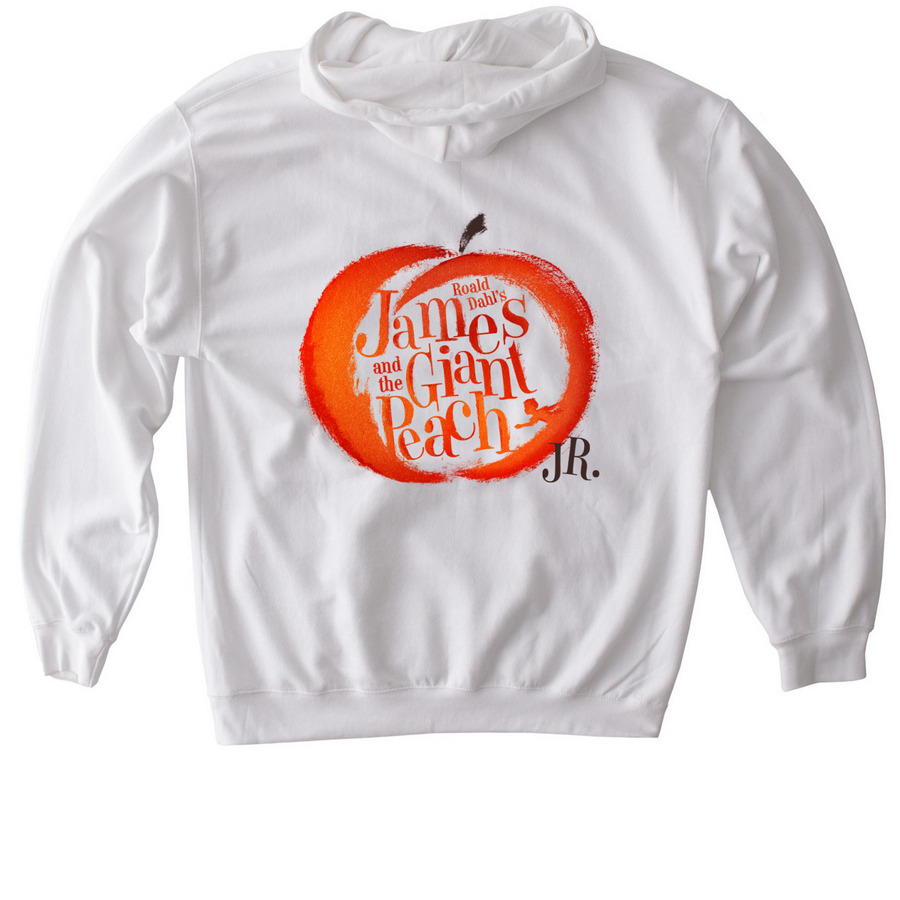 James & the Giant Peach Cast Hoodie&nbsp;, a White Gildan Softstyle Pullover Hoodie (back-view)