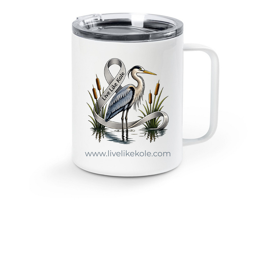 HERON TRAVEL MUG, a White Stainless Steel Travel Mug