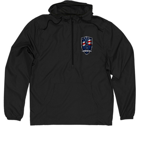 PROTECTING FATHERS, a Black Quarter-Zip Windbreaker