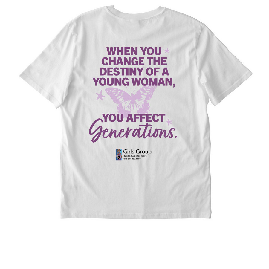 Butterfly Effect, a White Stanley/Stella Unisex Creator 2.0 Tee (back-view)
