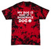 disservice dog (dark colors), a Black/ Red Crystal Tie Dye Tee
