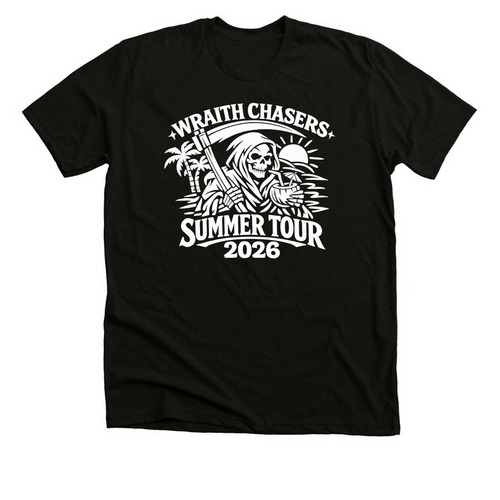 Wraith Chasers Summer Tour '26, a Black Heather Premium Unisex Tee