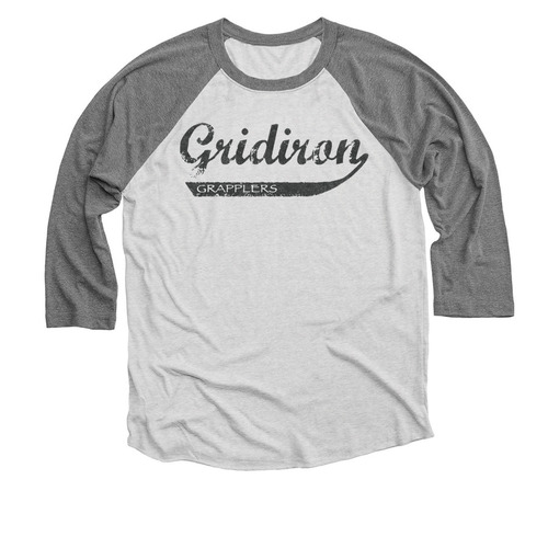 Retro Gridiron Grapplers, a Premium Heather and Heather White 3/4 Sleeve Baseball Tee