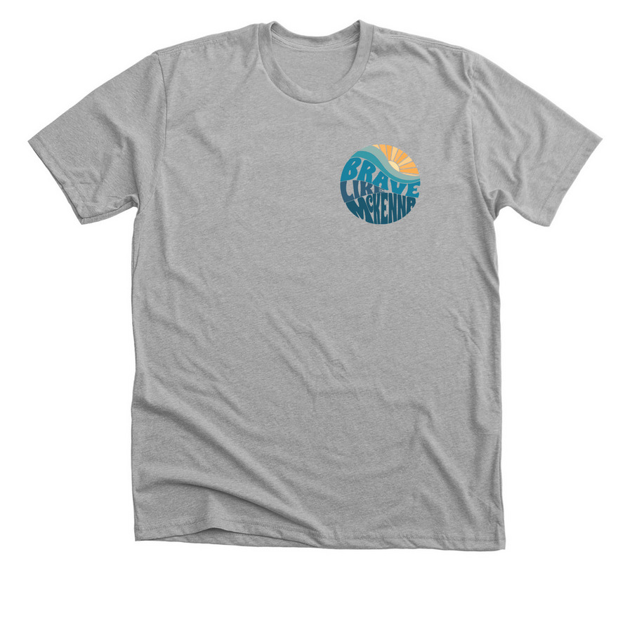 Small Logo Front, Big Logo Back, a Athletic Heather Premium Unisex Tee