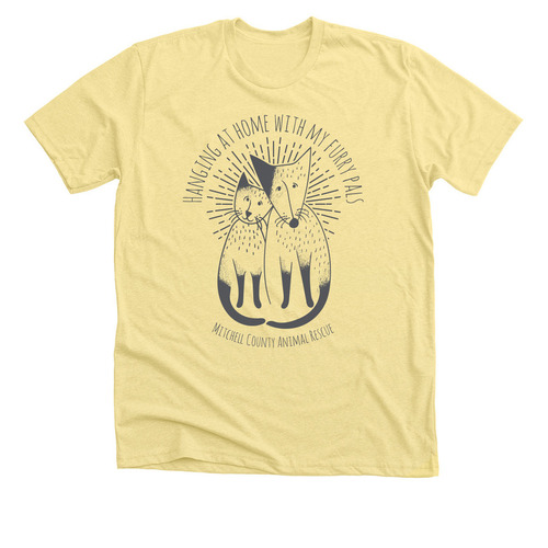 Hanging at Home with My Furry Pals, a Heather Yellow Gold Premium Unisex Tee