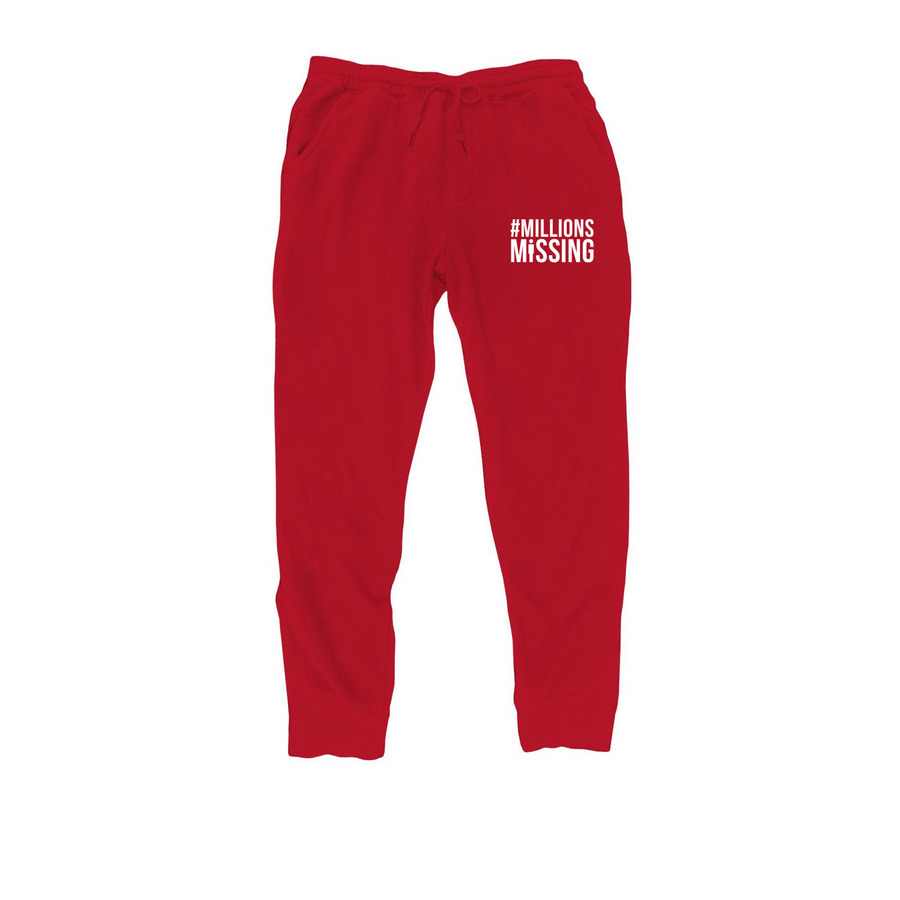 #MillionsMissing Joggers, a Red Midweight Fleece Joggers