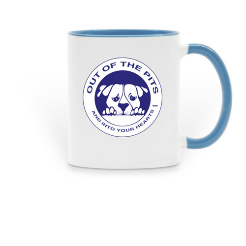 Out Of The Pits mug, a Light Blue Two-Tone Ceramic Mug