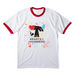 Splattered, a White/ Red Cotton Ringer Tee
