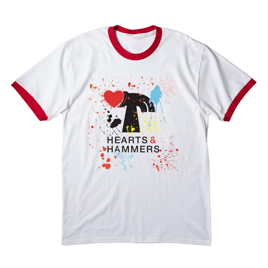Splattered, a White/ Red Cotton Ringer Tee