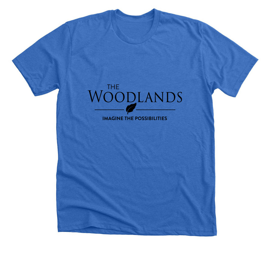 THE WOODLANDS Classic Logo, a Heather True Royal Premium Unisex Tee