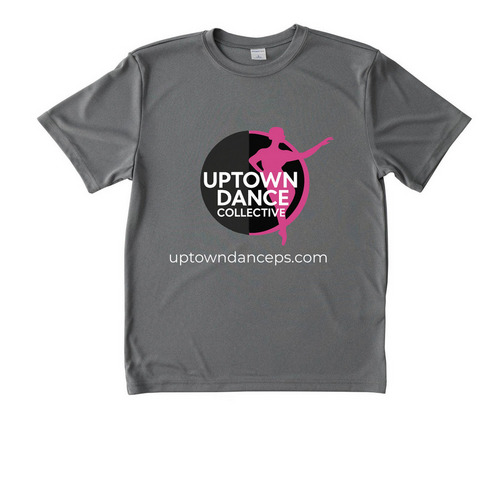 Uptown Dance Collective Youth T's, a Grey Concrete Heather Youth Performance Tee