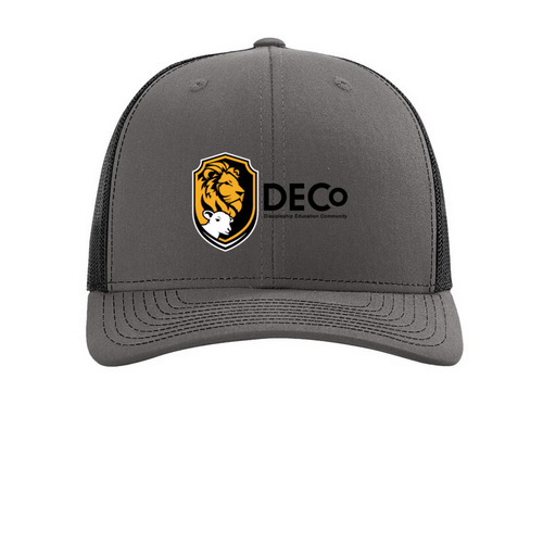DECo Hat, a Charcoal/ Black Printed Snapback Trucker Cap