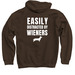 EASILY DISTRACTED BY WIENERS, a Dark Chocolate Pullover Hoodie (back-view)