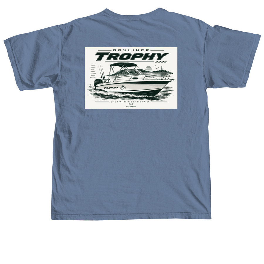 The Dive Boat, a Blue Jean Comfort Colors Unisex Tee (back-view)