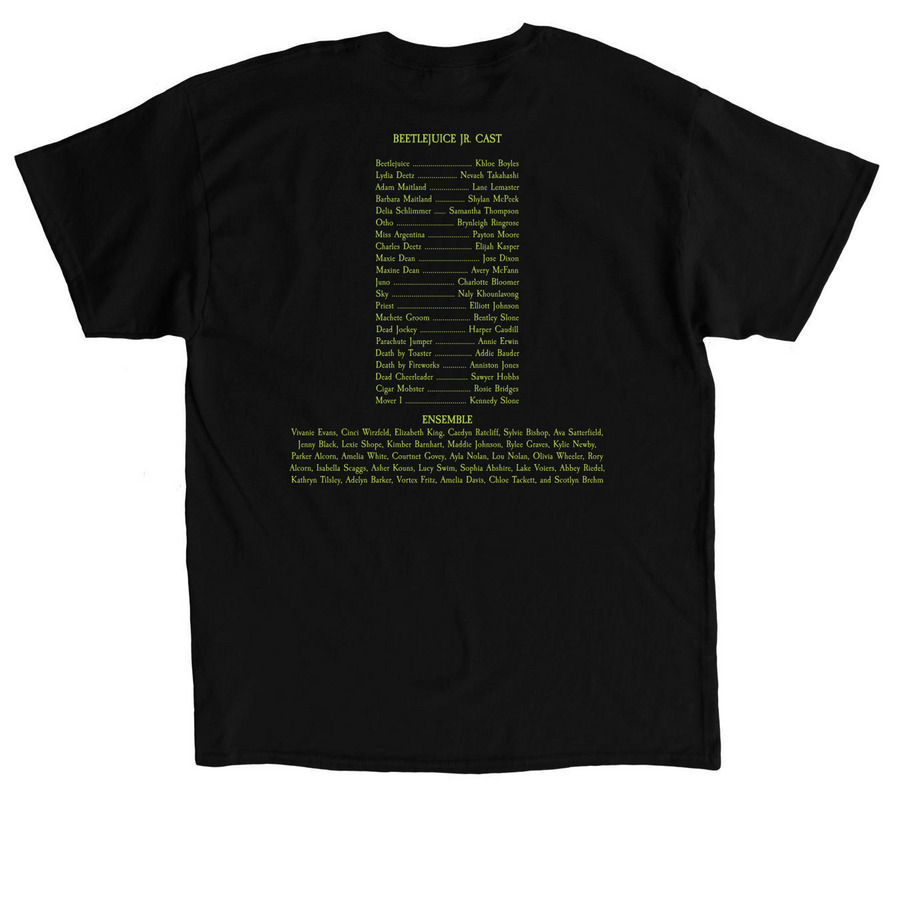 Beetlejuice JR., a Black Classic Unisex Tee (back-view)