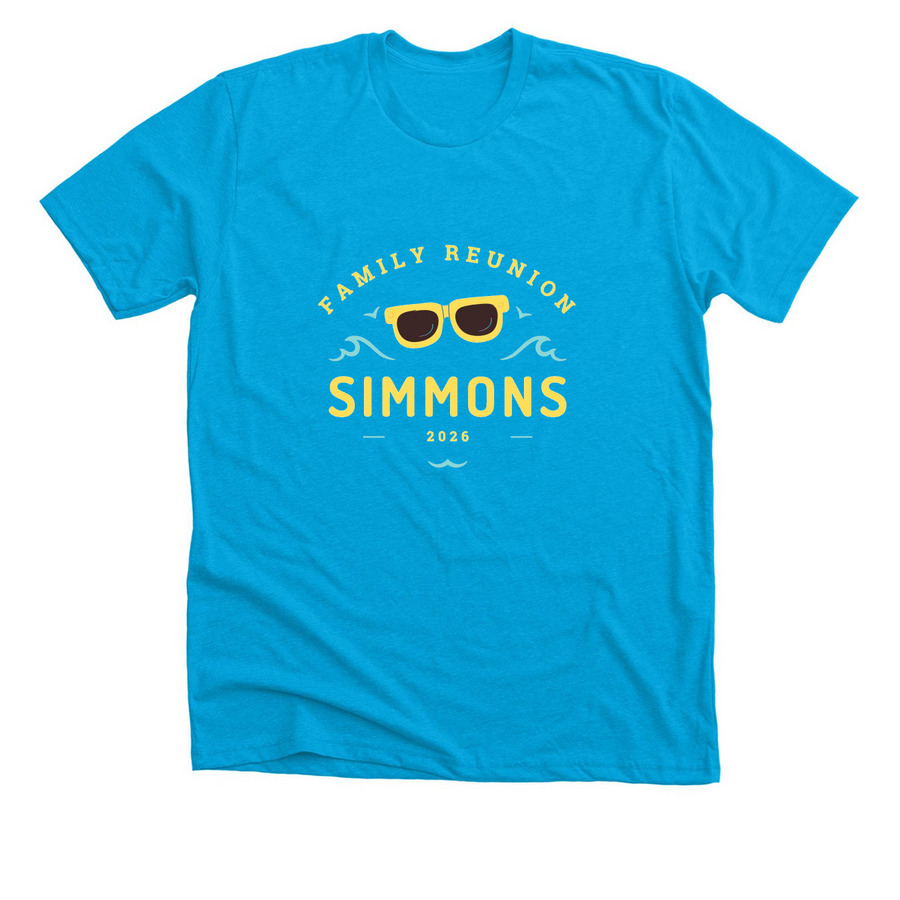 Simmons Reunion Yellow Sunglasses, a Neon Blue Premium Unisex Tee