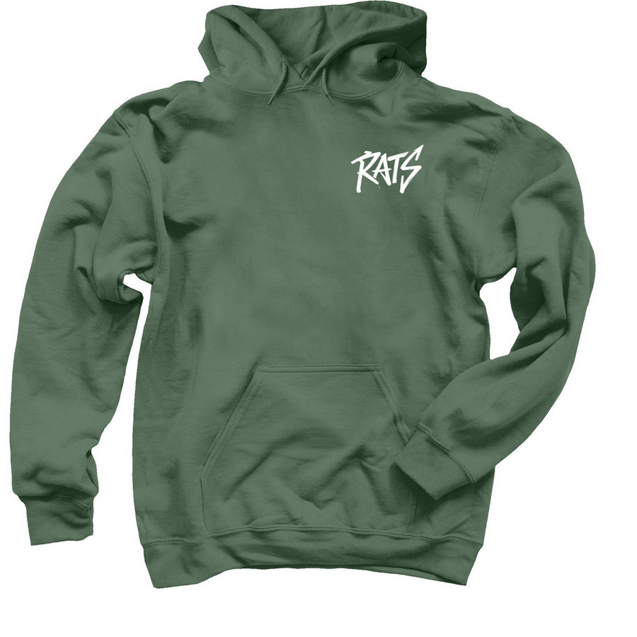 Military Green Graphic Hoodie, a Military Green Pullover Hoodie