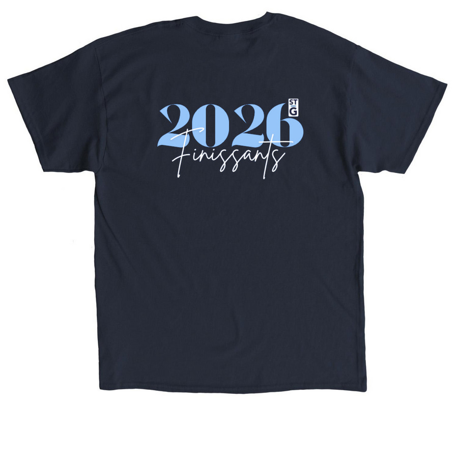 Finissants 2026 (Noir et Bleu) &nbsp;Saint-Gabriel, a Navy Classic Unisex Tee (back-view)
