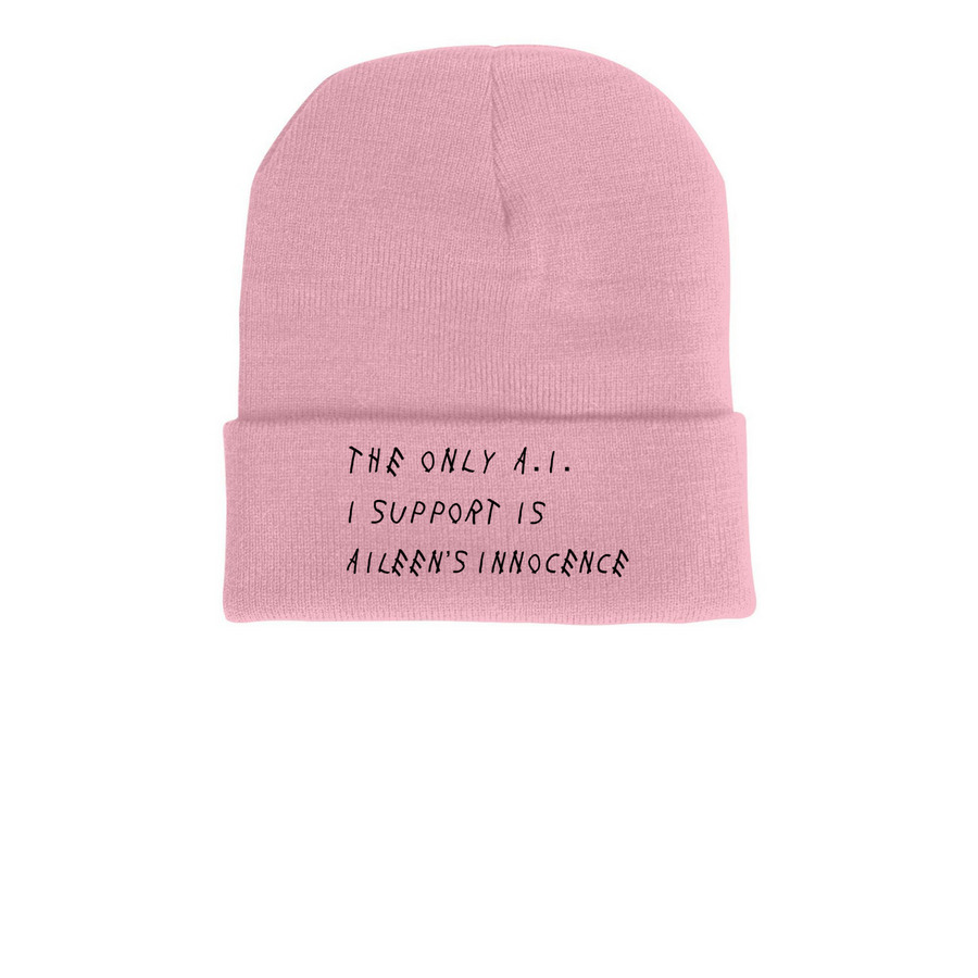 THE ONLY A.I. Beanies, a Pink Printed Cuffed Beanie