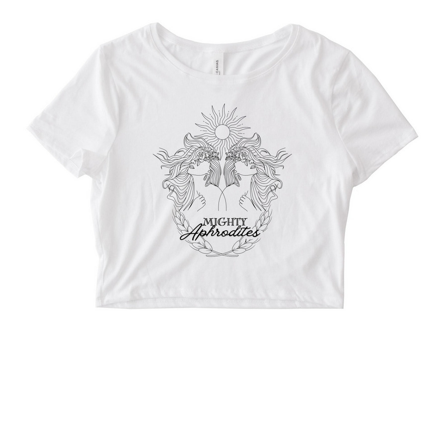 Mighty Aphrodites, a White Women's Fitted Cropped Tee