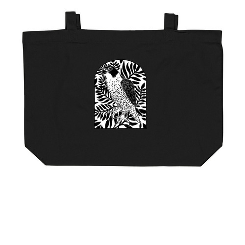 Peregrine Falcon, a Black Large Organic Cotton Tote Bag
