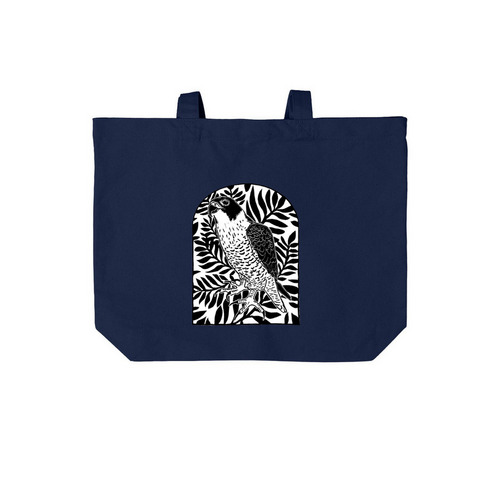 Peregrine Falcon Totes, a River Blue Navy Cotton Canvas Tote Bag
