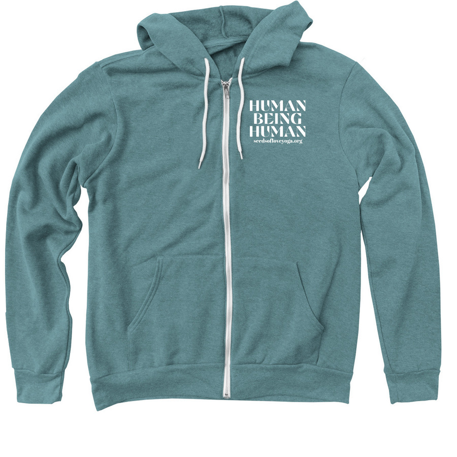 Human Being Human Zip, a Heather Deep Teal Zip Up Hoodie